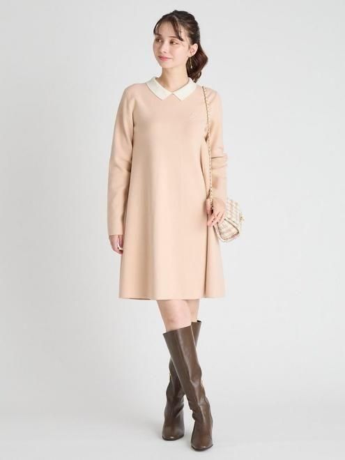 CELFORD (セルフォード)衿付きAラインニットワンピース 25秋冬