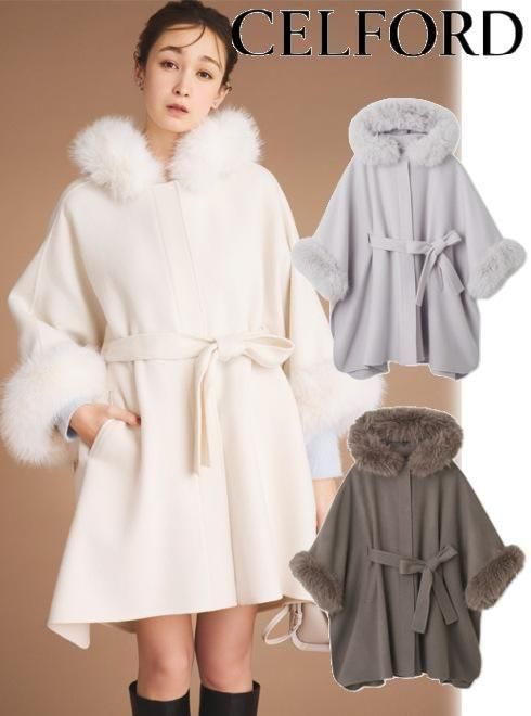 CELFORD (セルフォード)ファーポンチョコート 25秋冬【CWFC255006