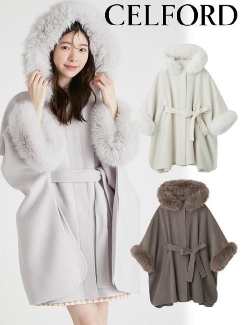 CELFORD (セルフォード)ファーポンチョコート 25秋冬【CWFC255006