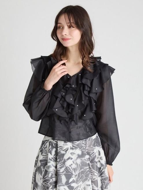CELFORD ブラウス CELFORD (セルフォード)HM パール付きフリルブラウス 25秋冬