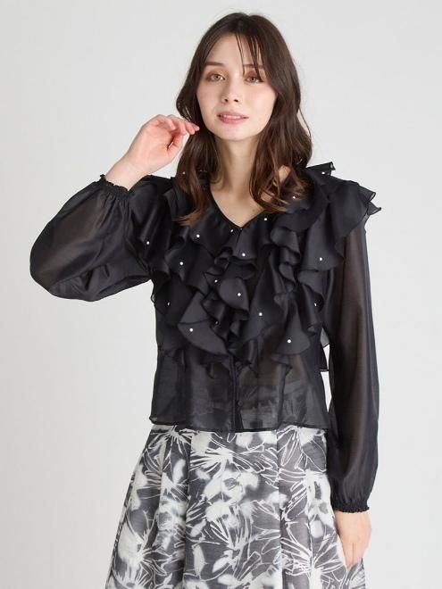CELFORD (セルフォード)HM パール付きフリルブラウス 25秋冬