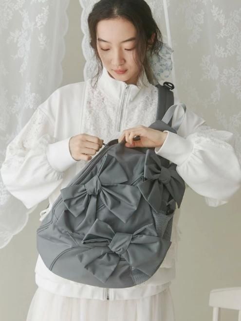 即日発送 新品 merry jenny ribbonワンショルダーバッグ グレー merry jenny ショルダーバッグ バッグ ribbonワンショルダー