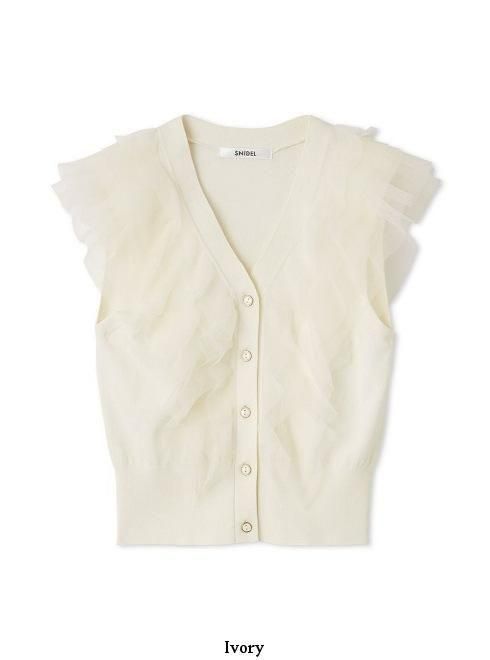 snidel / スナイデル  Susチュールフリルニットプルオーバー  25秋冬 SWNT254116 (10%OFF&PT5) snidel （スナイデル）Susチュールフリルニットプルオーバー 25