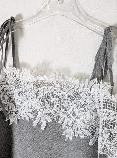 スナイデル　レースコンビハーフスリーブニットプルオーバー レースコンビハーフスリーブニットプルオーバー（ニット