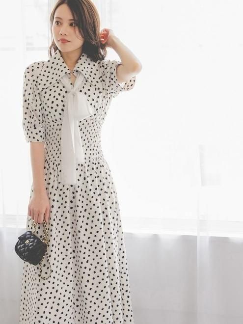 snidel （スナイデル）ドットボウタイシャツワンピース 25秋冬予約