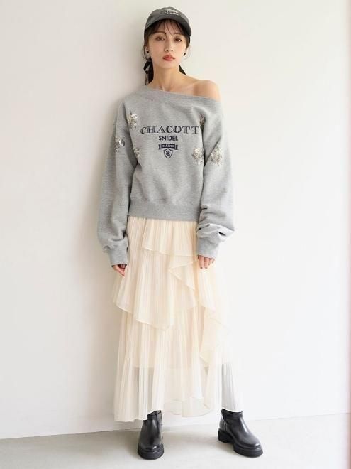 【極美品】24SS スナイデル ストレートプリーツティアードスカート PBEG snidel （スナイデル）ストレートプリーツティアードスカート 25
