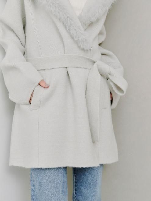 snidel （スナイデル）ファーフードニットコート 25秋冬