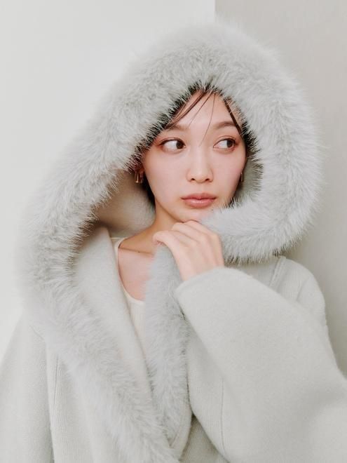 snidel （スナイデル）ファーフードニットコート 25秋冬【SWNC254157