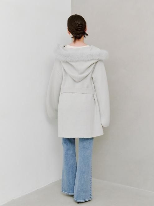 snidel （スナイデル）ファーフードニットコート 25秋冬