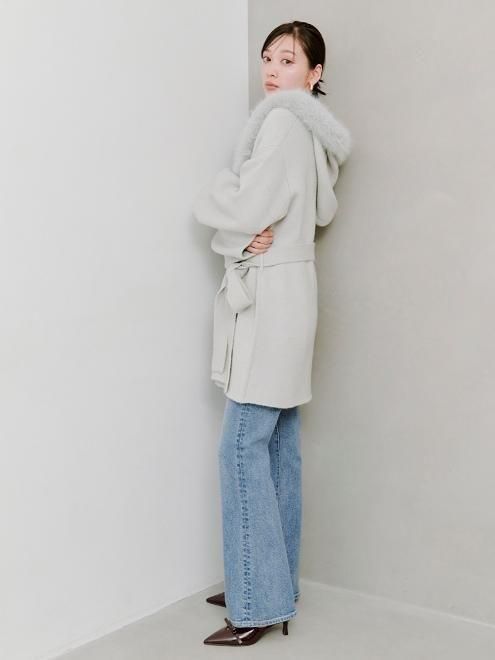 snidel （スナイデル）ファーフードニットコート 25秋冬【SWNC254157