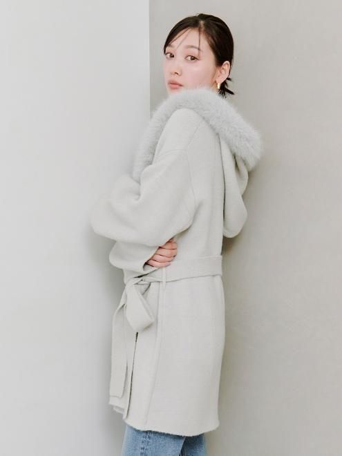 snidel （スナイデル）ファーフードニットコート 25秋冬