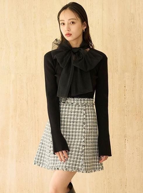 snidel (スナイデル)ツイードミニスカート 25秋冬【SWFS254267 snidel (スナイデル)ツイードミニスカート 25秋冬【SWFS254267