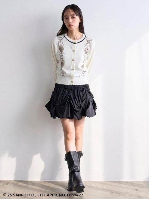 【未使用】SNIDEL ハローキティ ニットカーディガン　ショートパンツ snidel （スナイデル）【HELLO KITTY】 アーガイルカーディガン 25秋冬