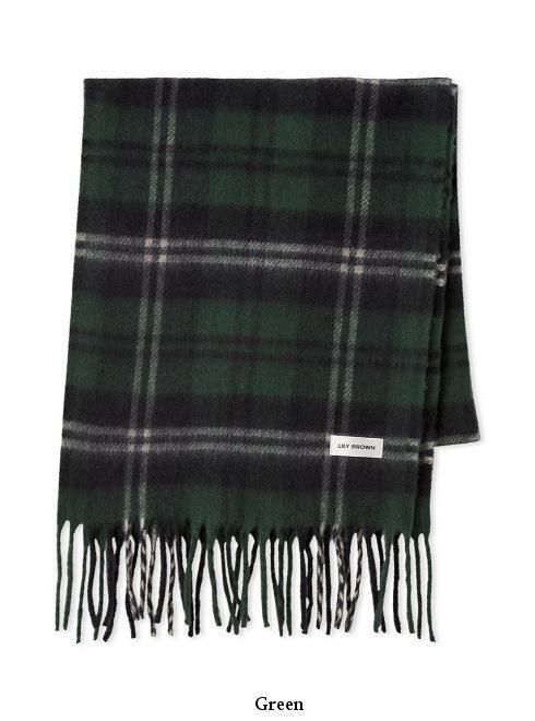 ナヤット　NAHYAT ストール　ピンチェック　オリーブブラウン チェック柄大判ストール(ONE SIZE グリーン＊ブラウン