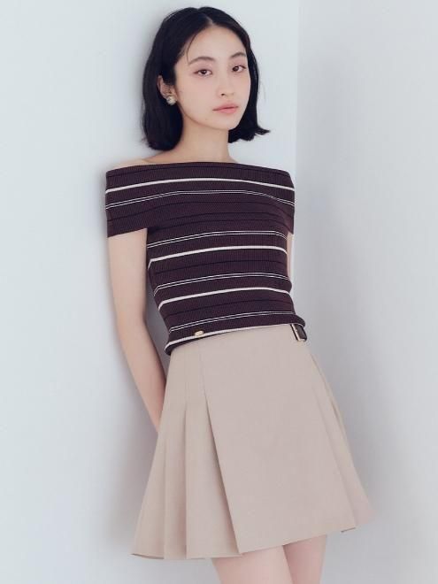 リリーブラウン　ブラウン系 チェック柄 ポンチョ ベルト付き ベルト付きプリーツスカショーパン(ショートパンツ)｜パンツ