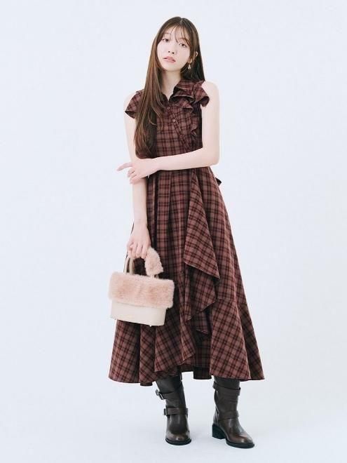 リリーブラウン ラッフルフリルティアードシャツワンピース 1 Lily Brown （リリーブラウン)ラッフルフリルティアードシャツ
