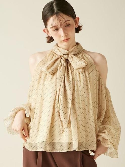 Lily Brown （リリーブラウン)ドレープボウタイブラウス 25秋冬