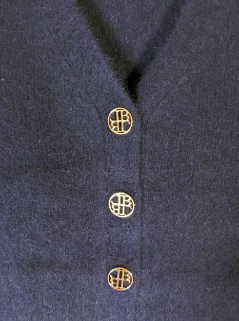 LILY BROWN LBロゴボタンフォックスカーデ カーディガン ネイビー