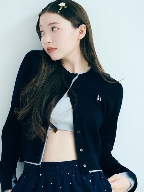 LILY BROWN カシミアブレンドレイヤードカーディガン Lily Brown （リリーブラウン) カシミアブレンドレイヤード