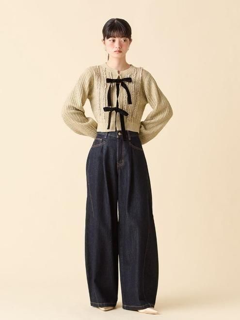 【美品】lily brown ベロアリボンカーディガン LILY BROWN (12%OFF) Lily Brown / リリーブラウン ベロアリボン
