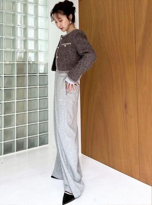 リリーブラウン ツイードジャケット LILY BROWN/リリーブラウン]ツイードクロップドジャケット