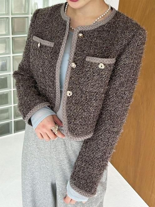 Lily Brown （リリーブラウン)ツイードジャケット 25秋冬【LWFJ254055