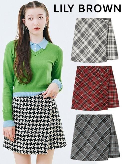 Lily Brown （リリーブラウン)<br>ロービングチェックスカショ  25秋冬予約【LWFP254093】ショートパンツ 入荷予定 : 9月下旬～