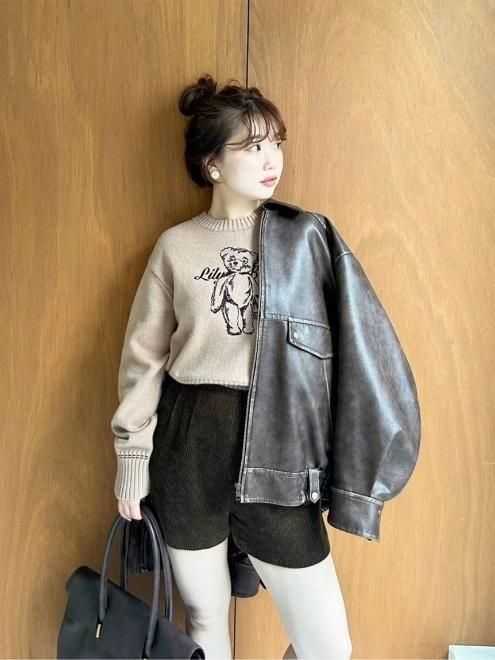 Lily Brown （リリーブラウン)LilyBearエンブロイダリーニットトップス