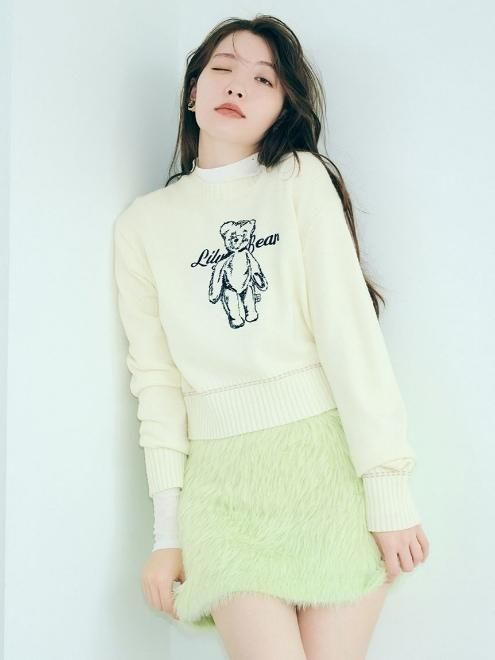 Lily Brown （リリーブラウン)LilyBearエンブロイダリーニットトップス