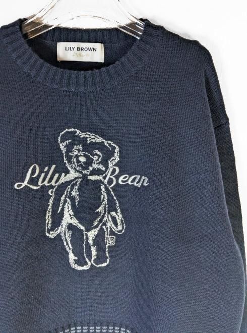 Lily Brown （リリーブラウン)LilyBearエンブロイダリーニットトップス