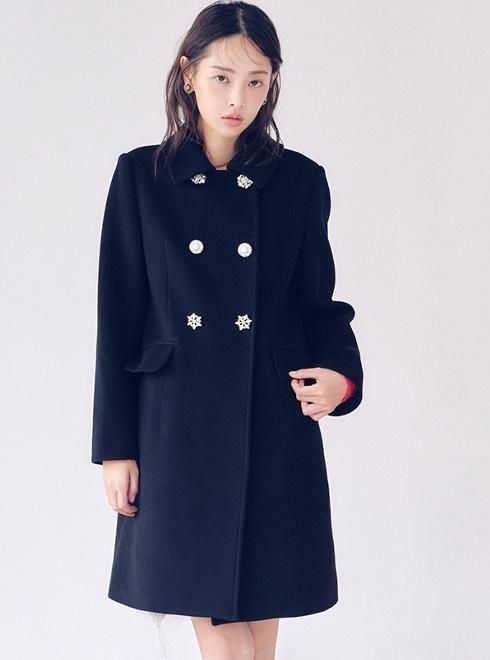 Lily Brown （リリーブラウン)ダブルビジューミディコート 25秋冬