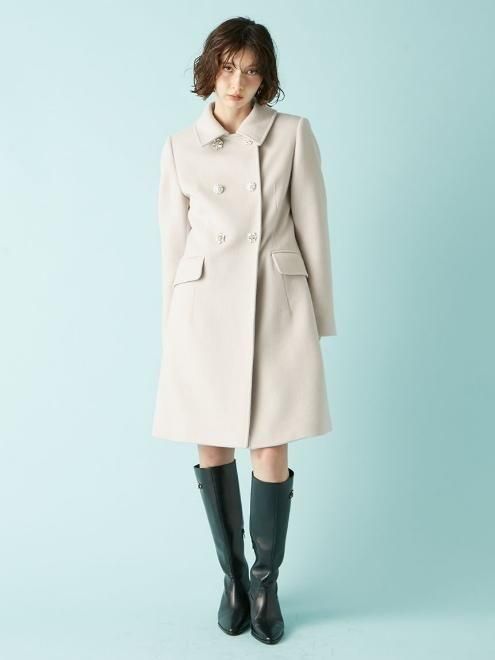 新品未使用　LILYBROWN WOOLLOOPコート Lily Brown （リリーブラウン)ダブルビジューミディコート 25秋冬