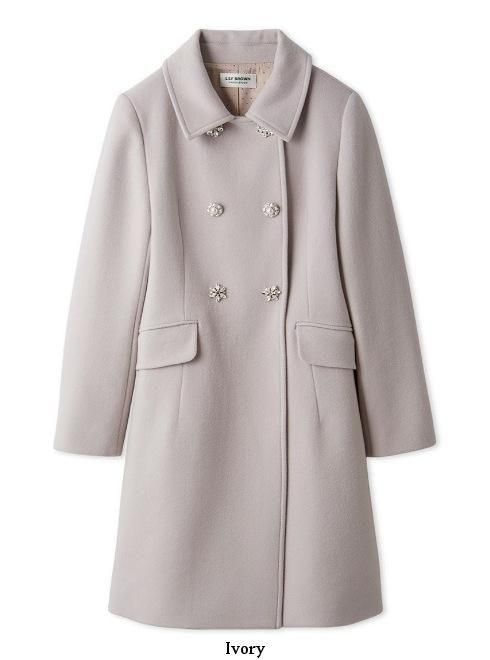 Lily Brown （リリーブラウン)ダブルビジューミディコート 25秋冬