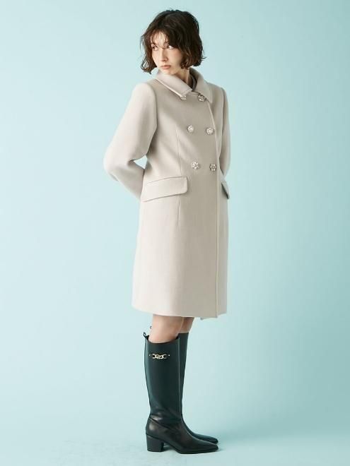 Lily Brown （リリーブラウン)ダブルビジューミディコート 25秋冬