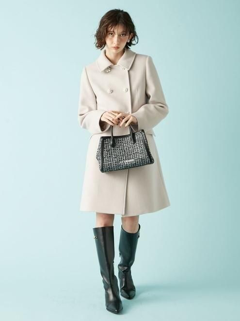 Lily Brown （リリーブラウン)ダブルビジューミディコート 25秋冬