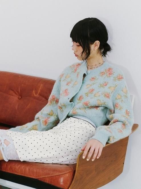 Lily Brown （リリーブラウン)【ANNASUI】ジャガードビジューニット