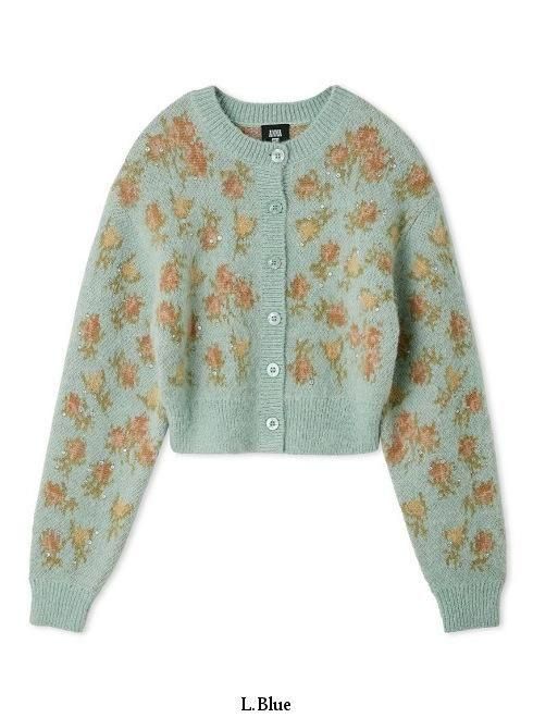 LILY BROWN ×ANNA SUI ジャガードビジューニットカーディガン LILY BROWN ×ANNA SUI】ジャガードビジューニットカーディガン