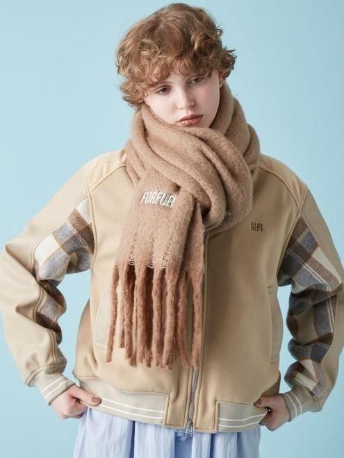 美品✨ 45R メリノチェックワンピース 縮絨ウール　ロゴ刺繍 フリンジ スカラー ScoLar チュール刺繍前開きワンピース （ブルー） -靴