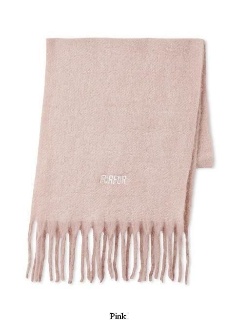 赤色 ロゴ刺繍 マフラー フリンジ付き 赤色 ロゴ刺繍 マフラー フリンジ付き マフラー ストール bi