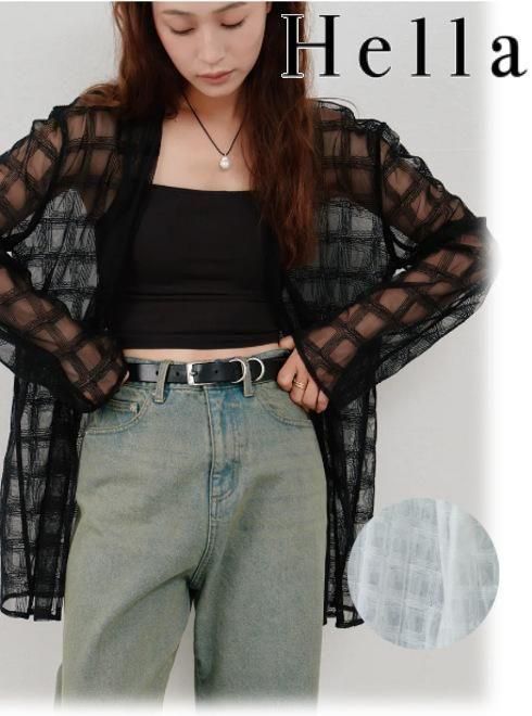 Hella(إ)<br>embroidery check sheer jacket  26ղͽh261-82ۥ㥱å ͽ : 4ܡ