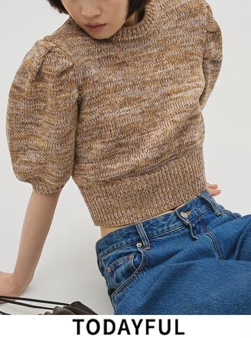 TODAYFUL (ȥǥե<br>Puffsleeve Mix Knit  26ղͽ12610509ۥ˥åȥȥåץ ͽ : 4~