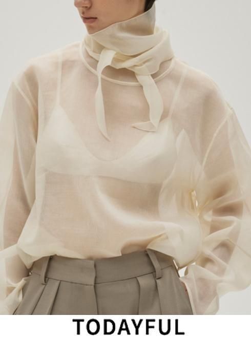 TODAYFUL (ȥǥե<br>Sheer Tie Blouse  26ղͽ12610415ۥġ֥饦 ͽ : 4~