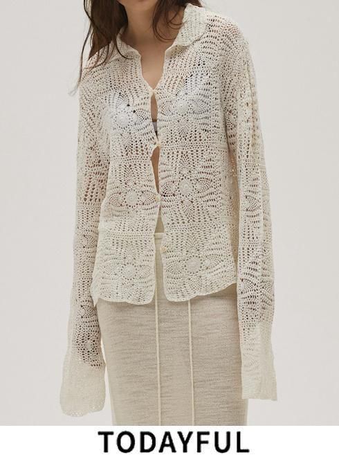 TODAYFUL (ȥǥե<br>Crochet Lace Shirts  26ղͽ12610420ۥġ֥饦 ͽ : 4~