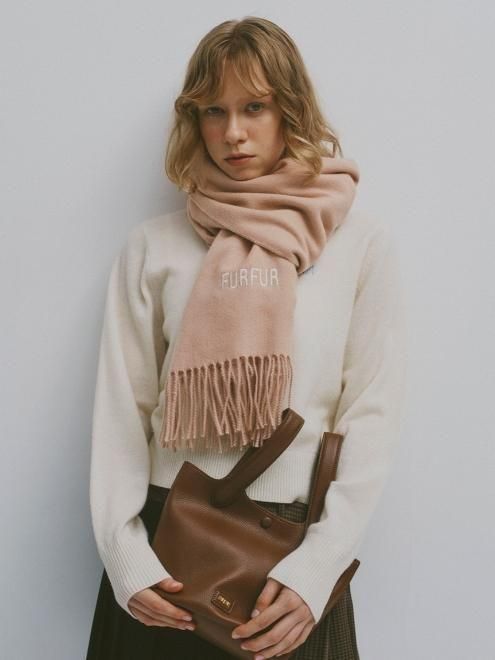 FURFUR (ファーファー)ロゴ刺繍大判ストール 25秋冬.【RWGG255532