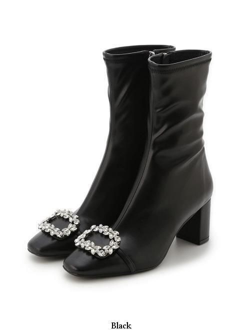 CELFORD (セルフォード)ビジュー＆リボンクリップ付きストレッチブーツ