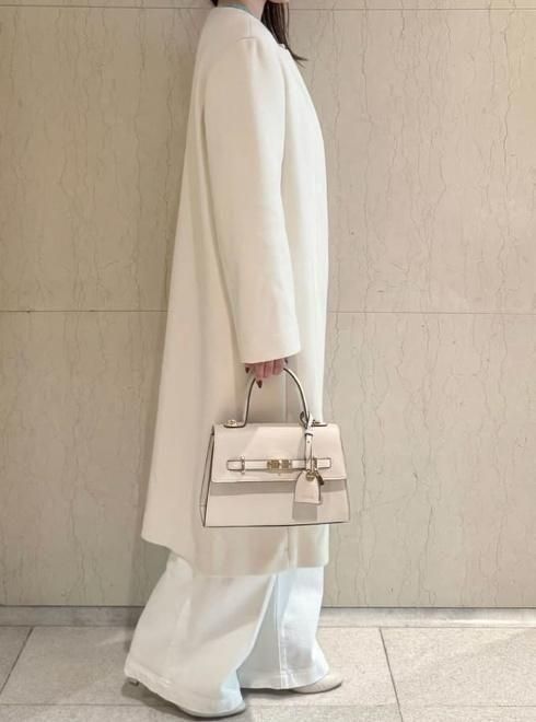 CELFORD (セルフォード)リボンストール付きノーカラーコート 25秋冬