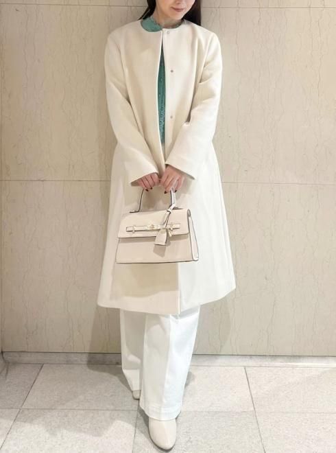 CELFORD (セルフォード)リボンストール付きノーカラーコート 25秋冬