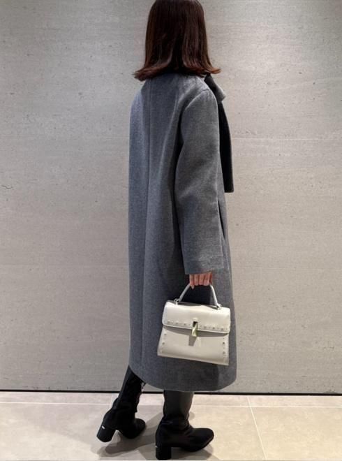 CELFORD (セルフォード)リボンストール付きノーカラーコート 25秋冬