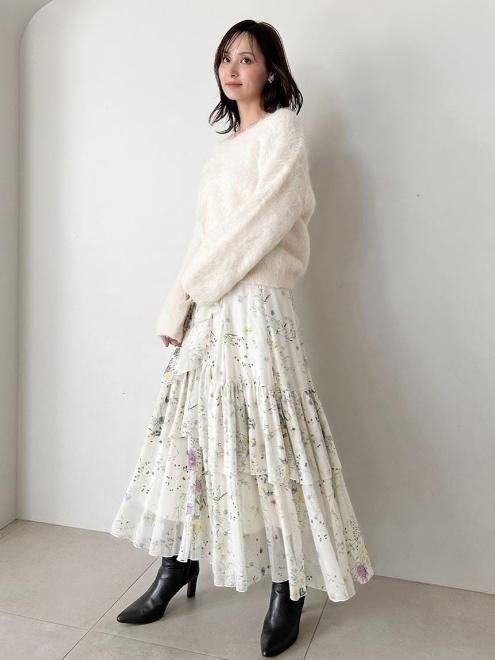 snidel （スナイデル）ラッフルフリルティアードスカート 25秋冬