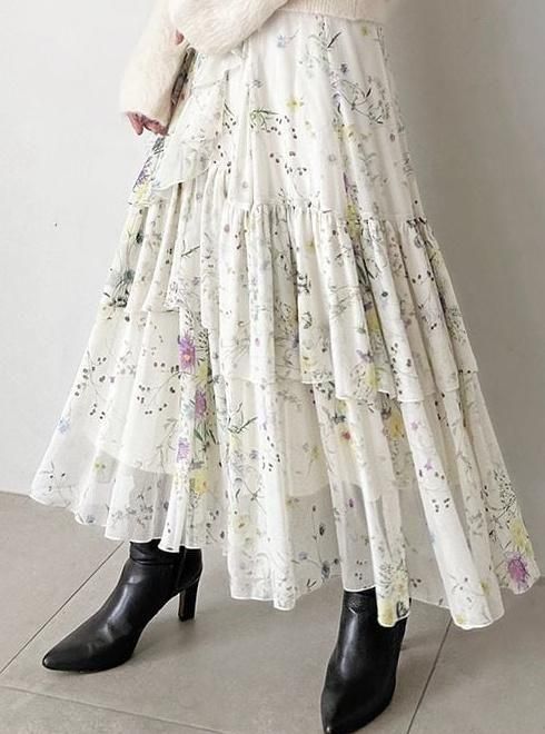 snidel （スナイデル）ラッフルフリルティアードスカート 25秋冬